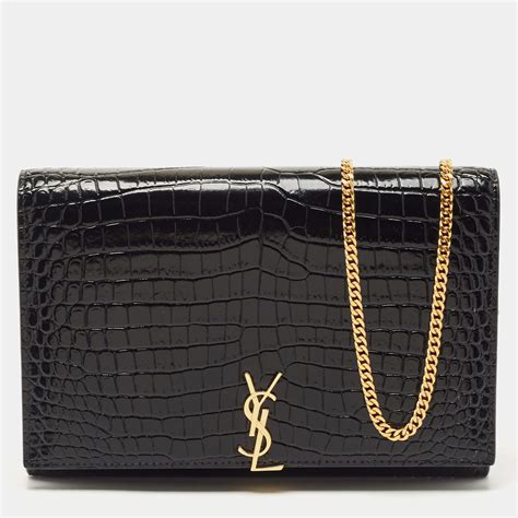 croc print ysl wallet|saint laurent croc embossed leather.